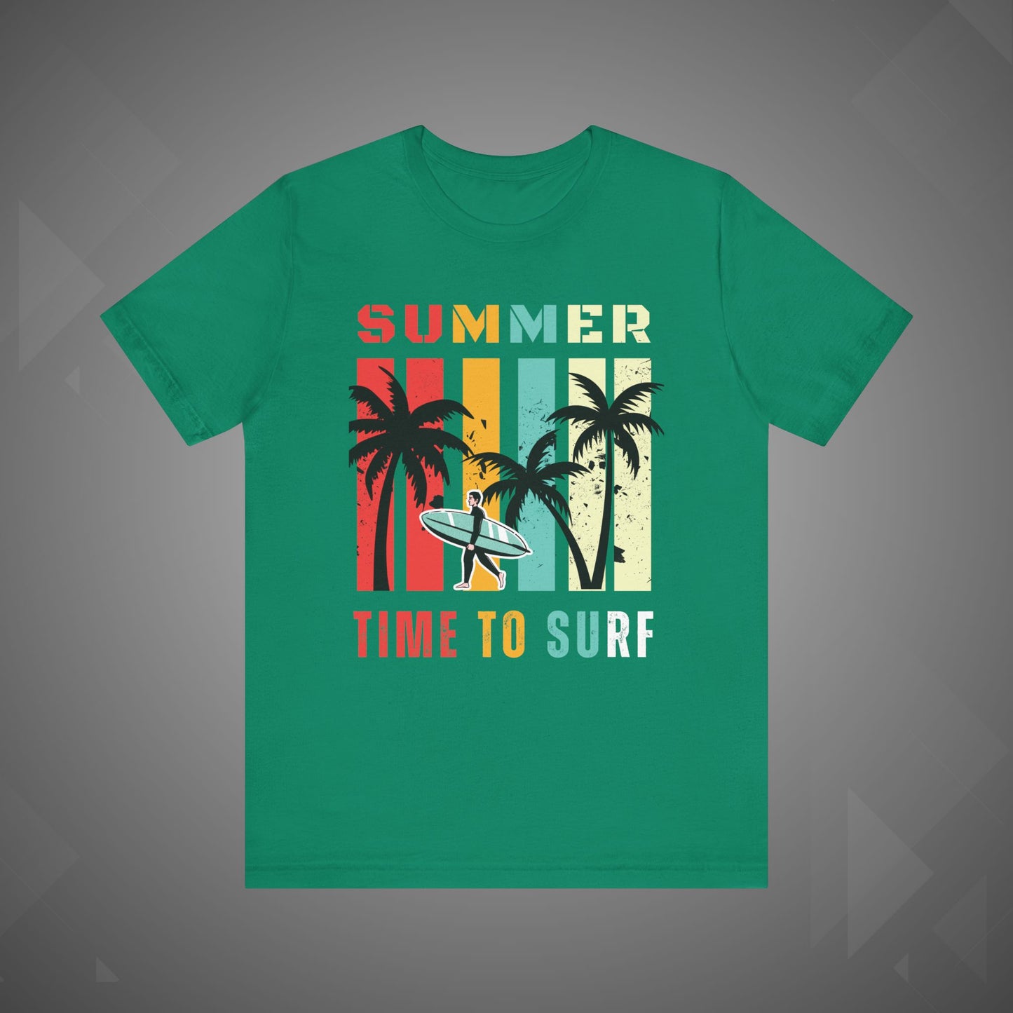 Summer Vibes | Time to Surf Unisex Graphic Tee – Retro Beach Sunset