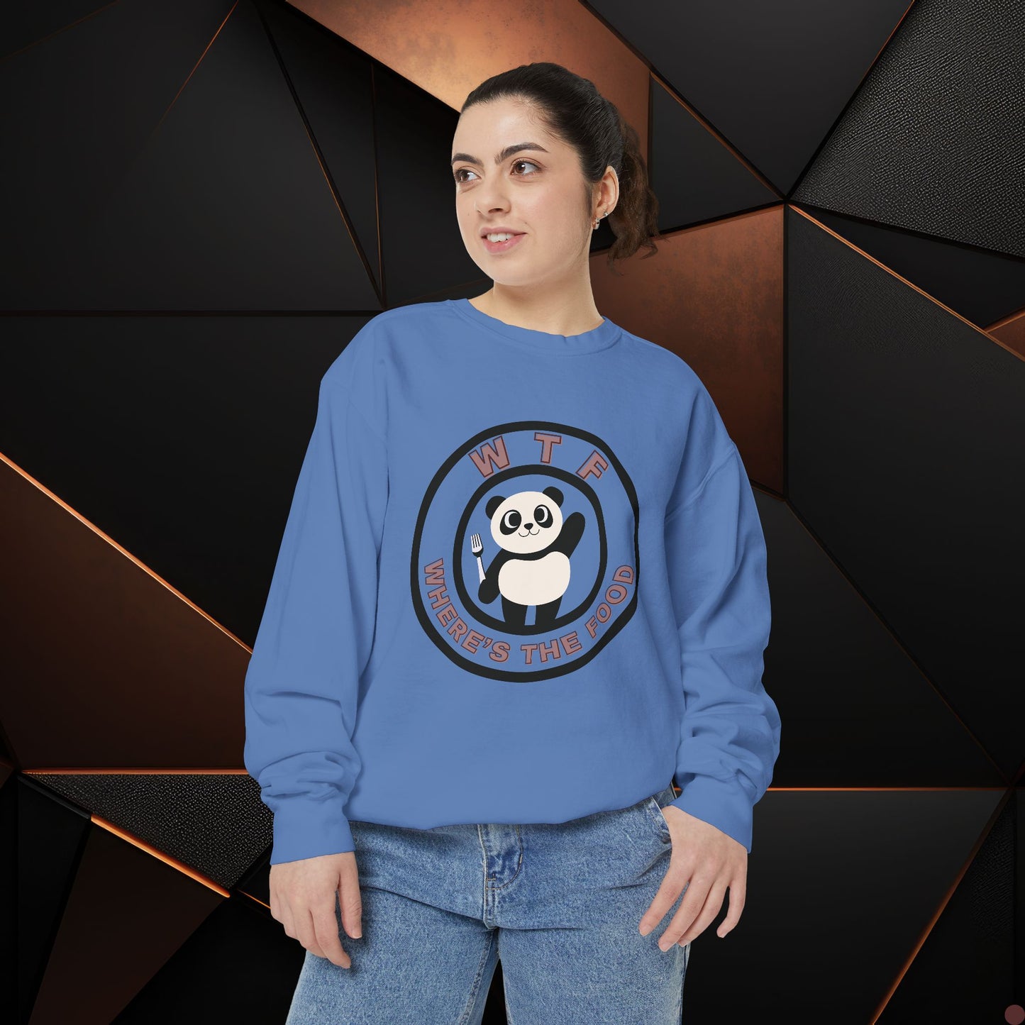 Panda Sweatshirt - Funny Unisex Garment-Dyed Crewneck for Food Lovers