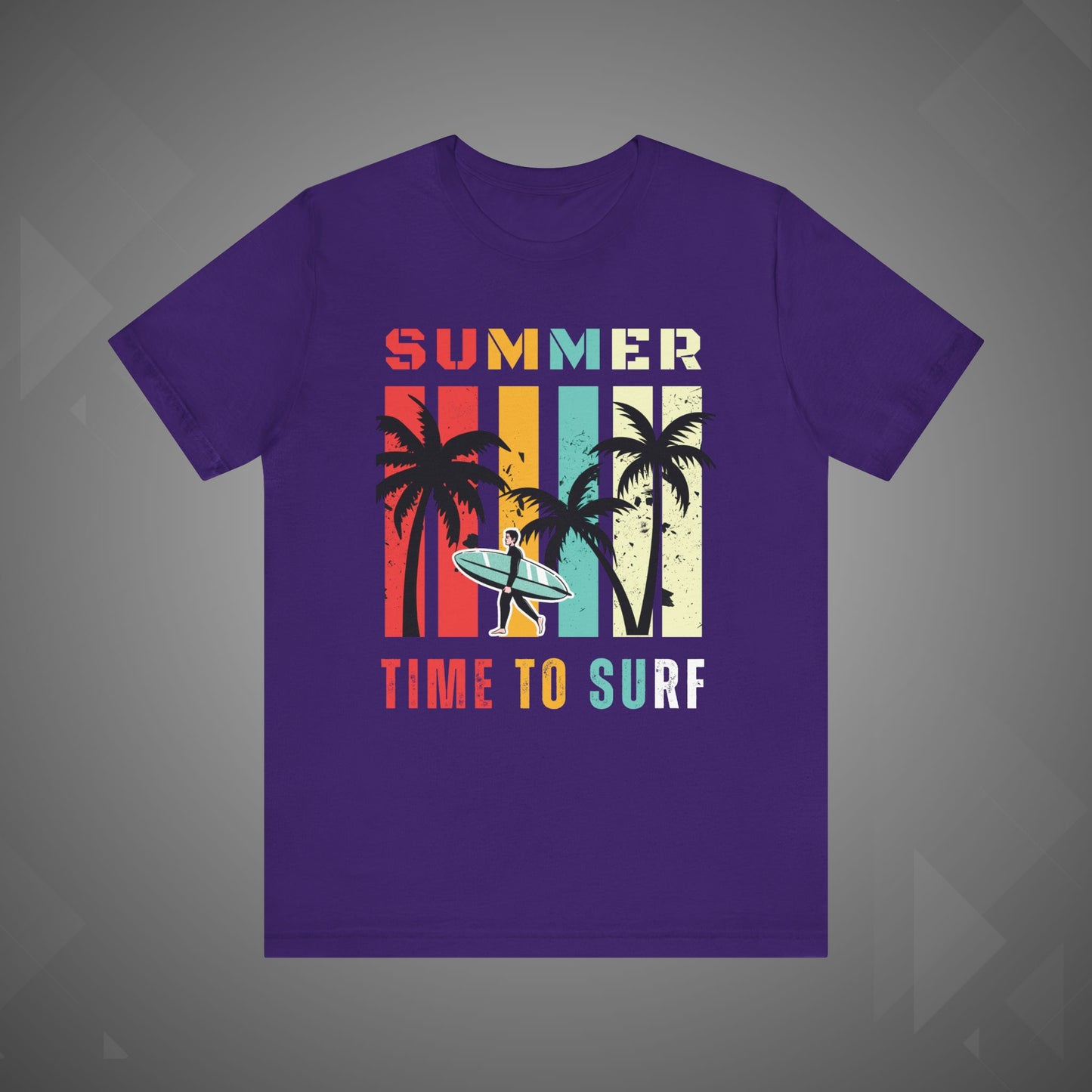 Summer Vibes | Time to Surf Unisex Graphic Tee – Retro Beach Sunset