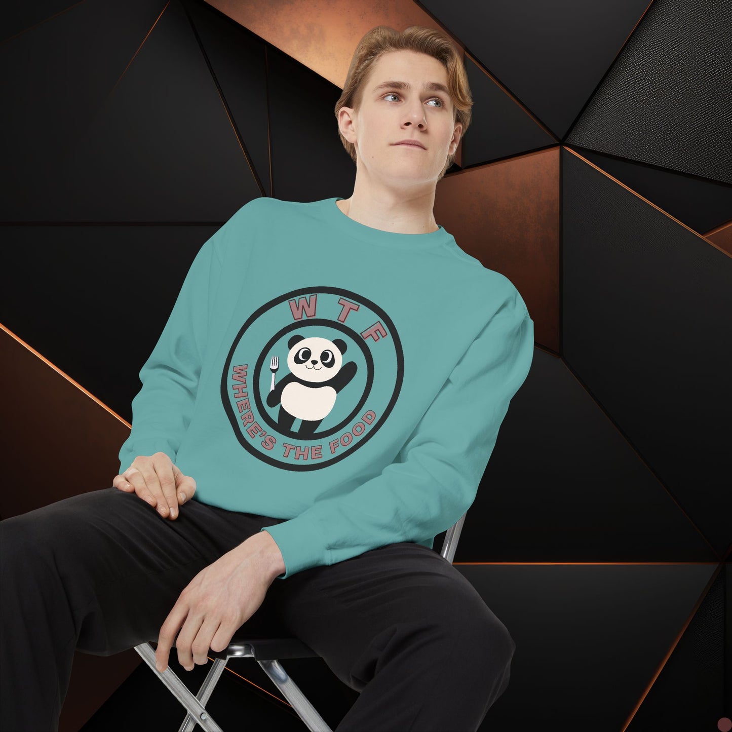 Panda Sweatshirt - Funny Unisex Garment-Dyed Crewneck for Food Lovers