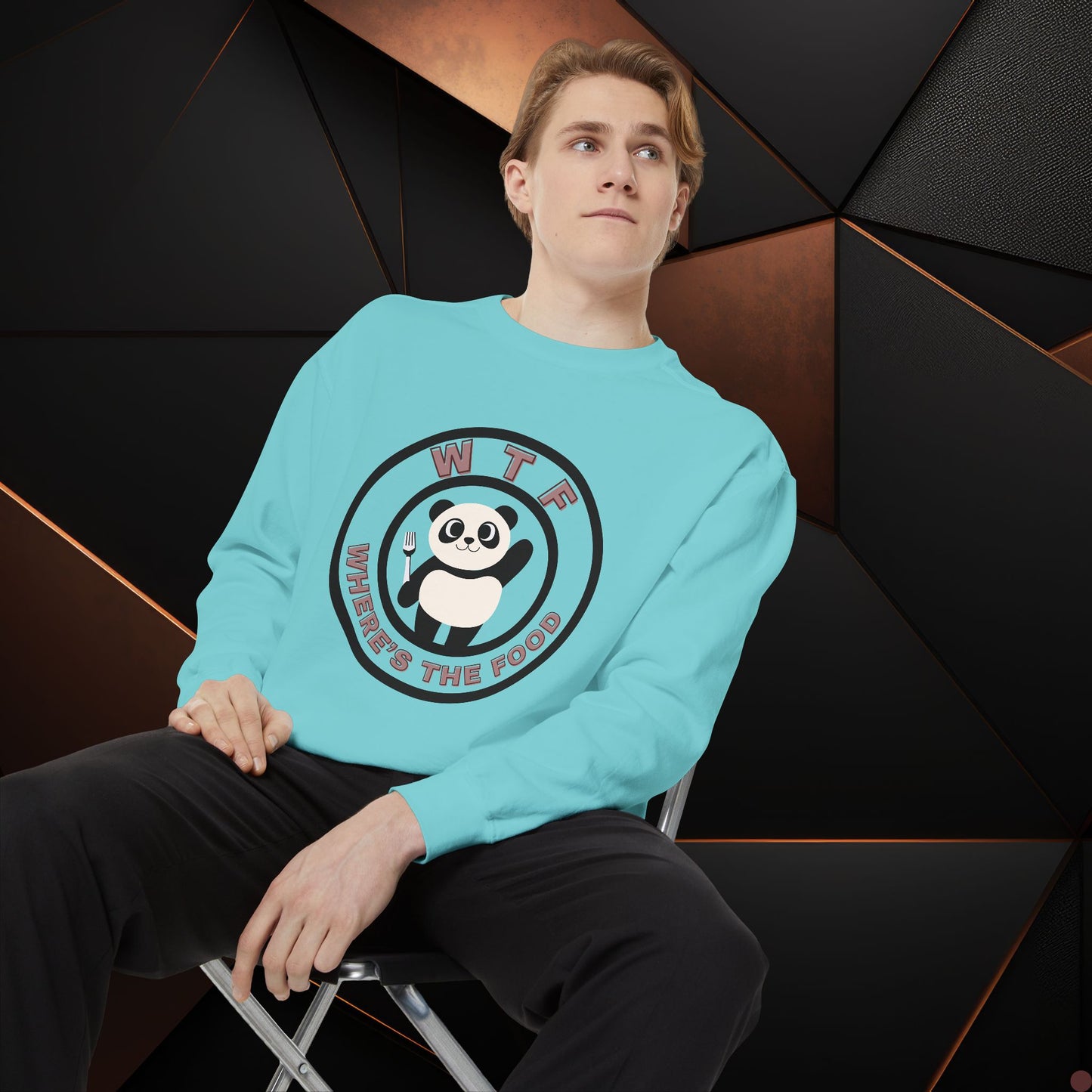 Panda Sweatshirt - Funny Unisex Garment-Dyed Crewneck for Food Lovers