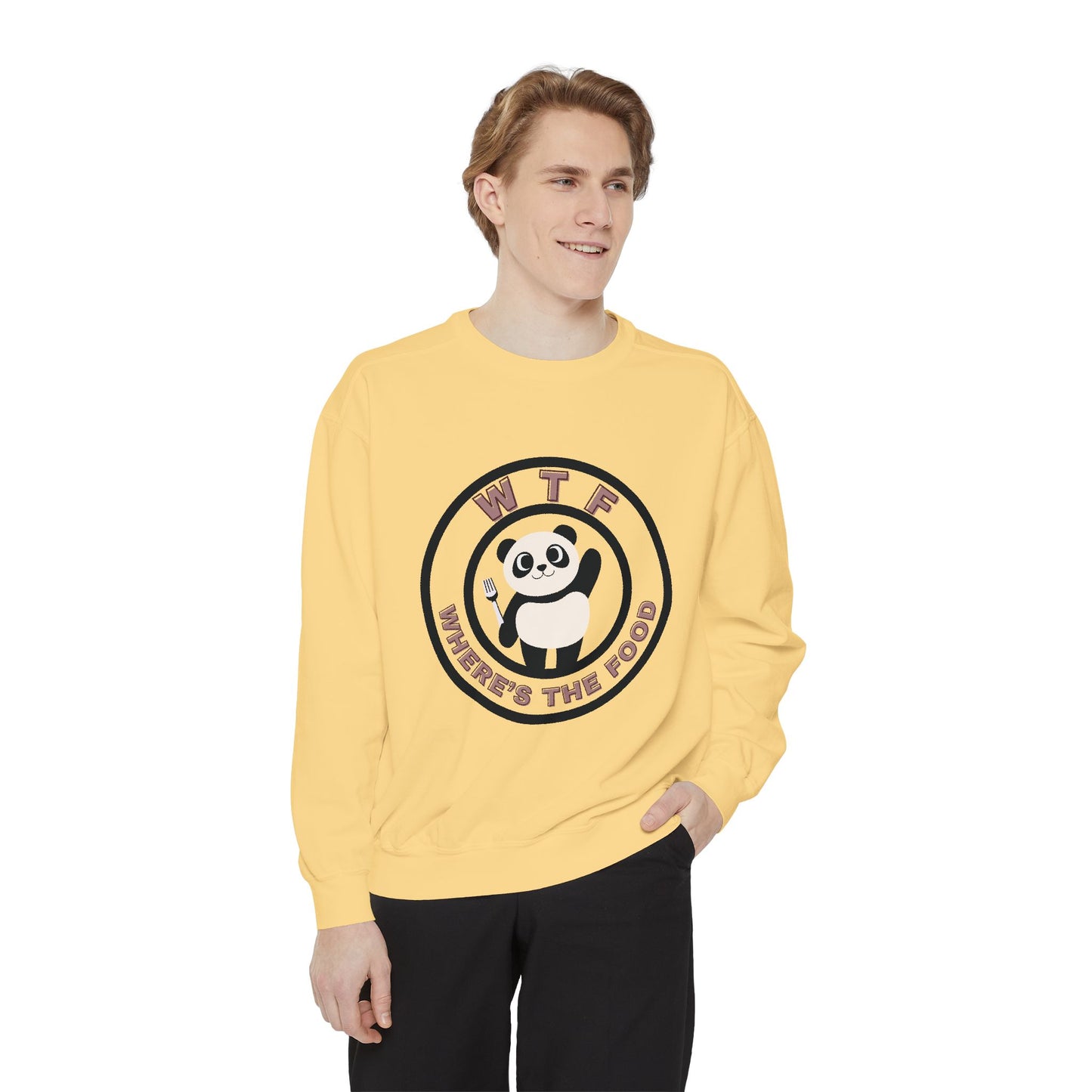 Panda Sweatshirt - Funny Unisex Garment-Dyed Crewneck for Food Lovers