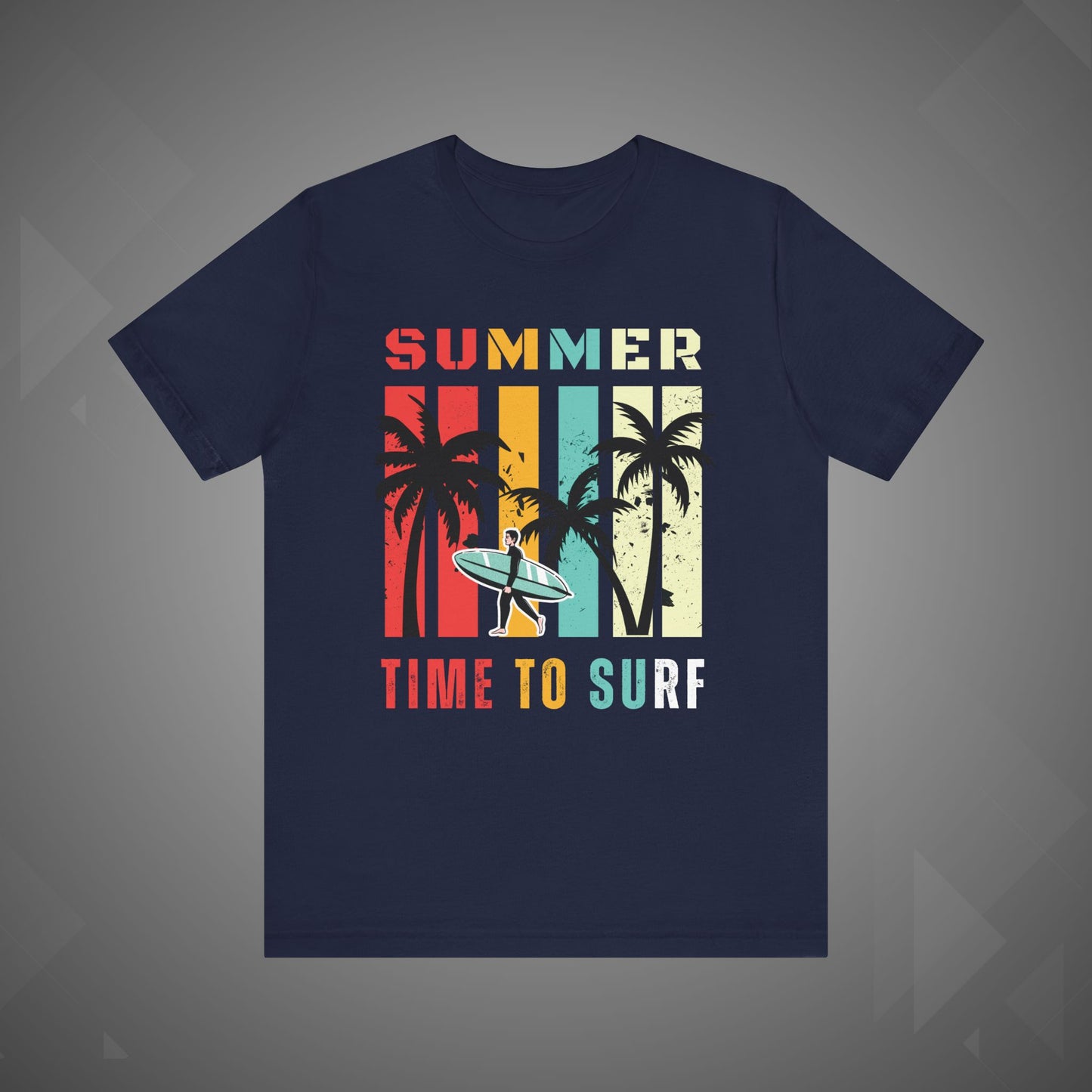 Summer Vibes | Time to Surf Unisex Graphic Tee – Retro Beach Sunset