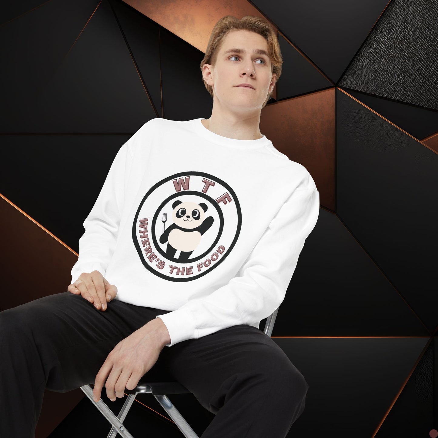 Panda Sweatshirt - Funny Unisex Garment-Dyed Crewneck for Food Lovers