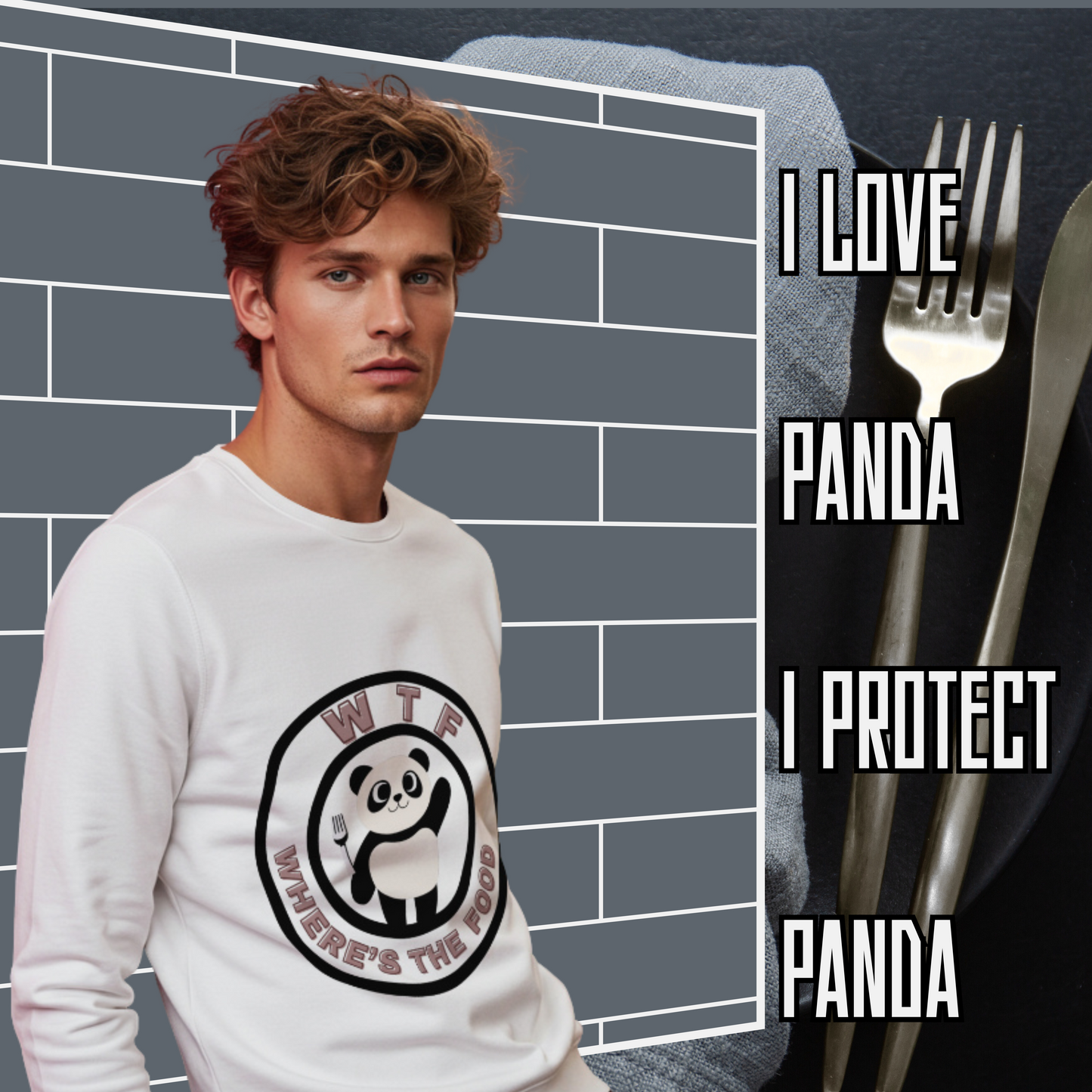 Panda Sweatshirt - Funny Unisex Garment-Dyed Crewneck for Food Lovers