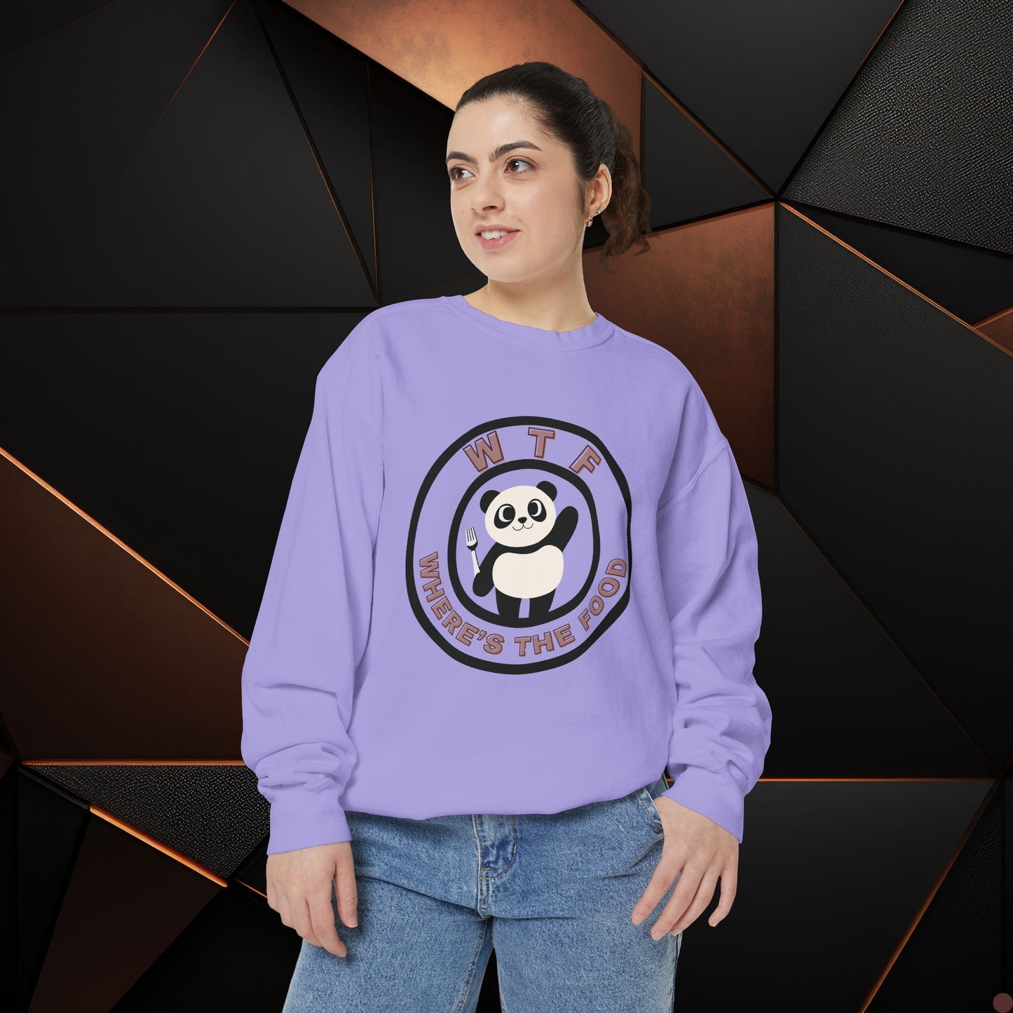 Panda Sweatshirt - Funny Unisex Garment-Dyed Crewneck for Food Lovers