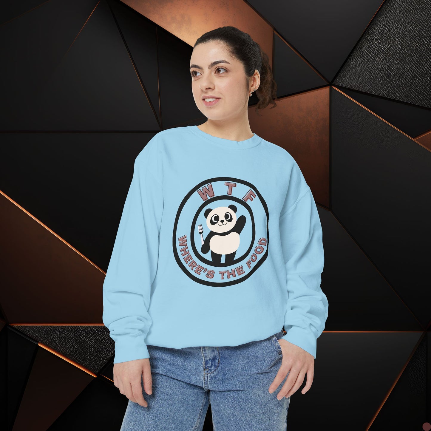 Panda Sweatshirt - Funny Unisex Garment-Dyed Crewneck for Food Lovers