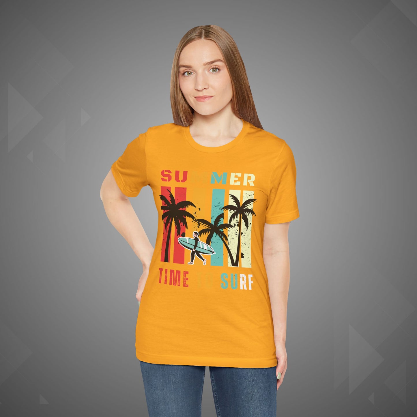 Summer Vibes | Time to Surf Unisex Graphic Tee – Retro Beach Sunset