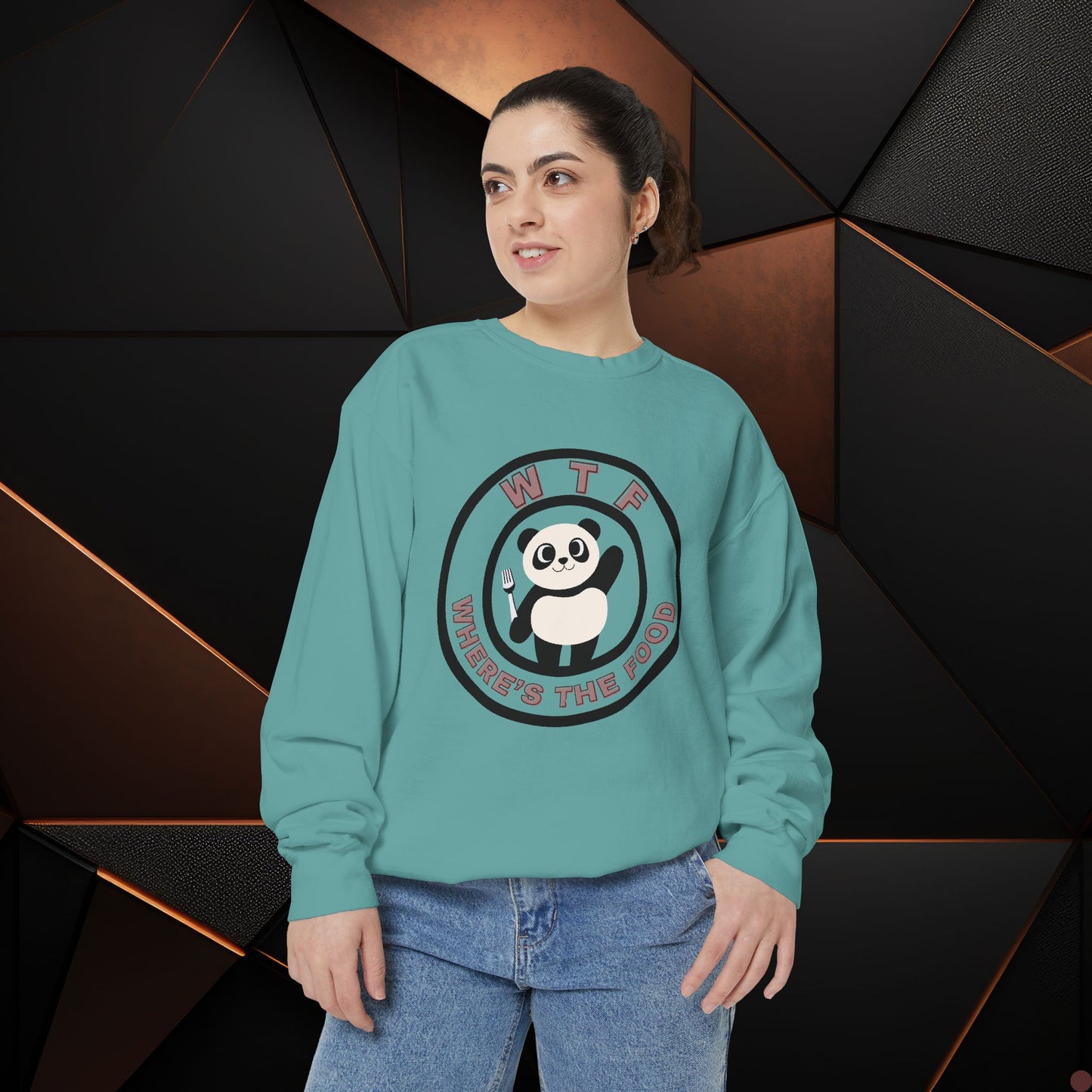 Panda Sweatshirt - Funny Unisex Garment-Dyed Crewneck for Food Lovers