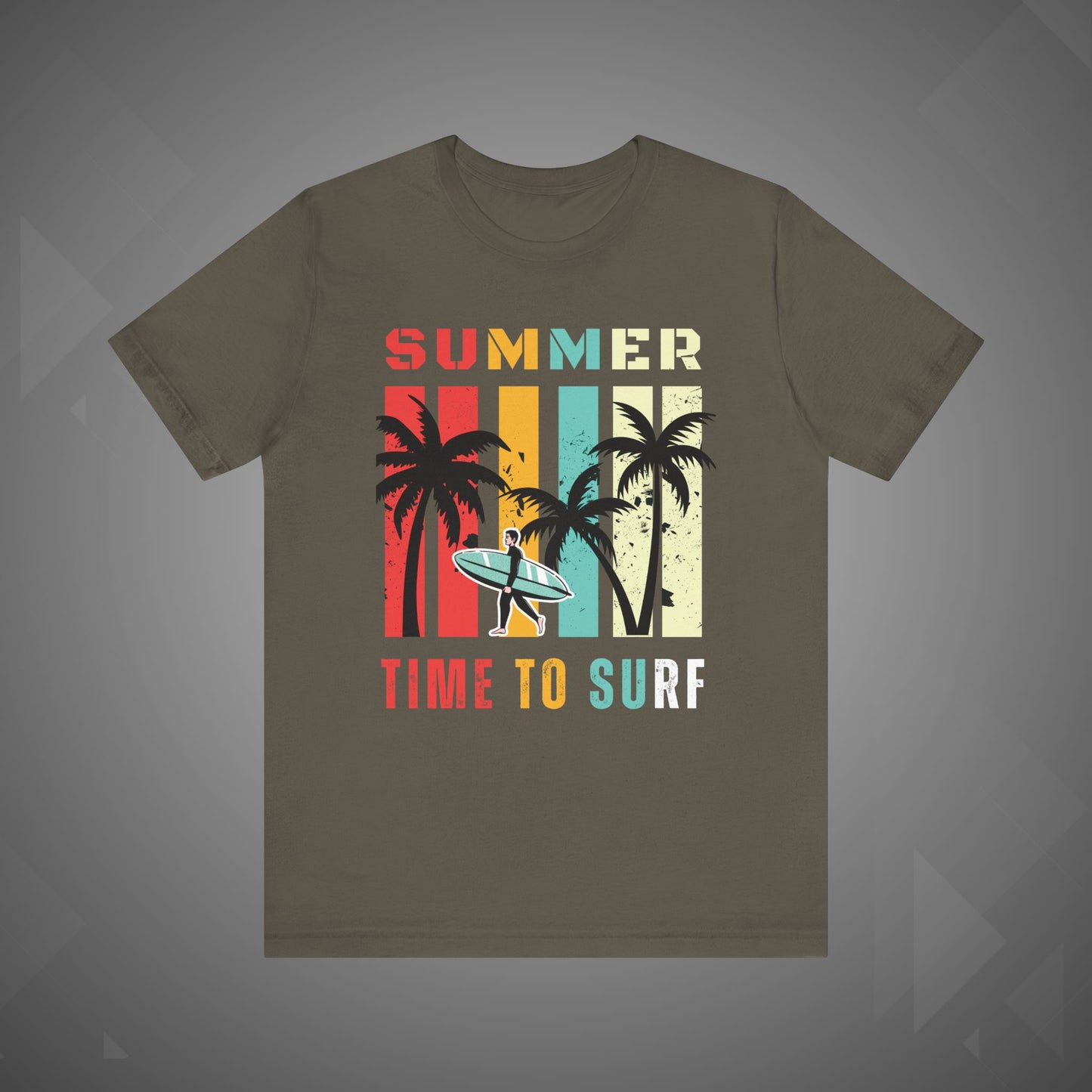 Summer Vibes | Time to Surf Unisex Graphic Tee – Retro Beach Sunset