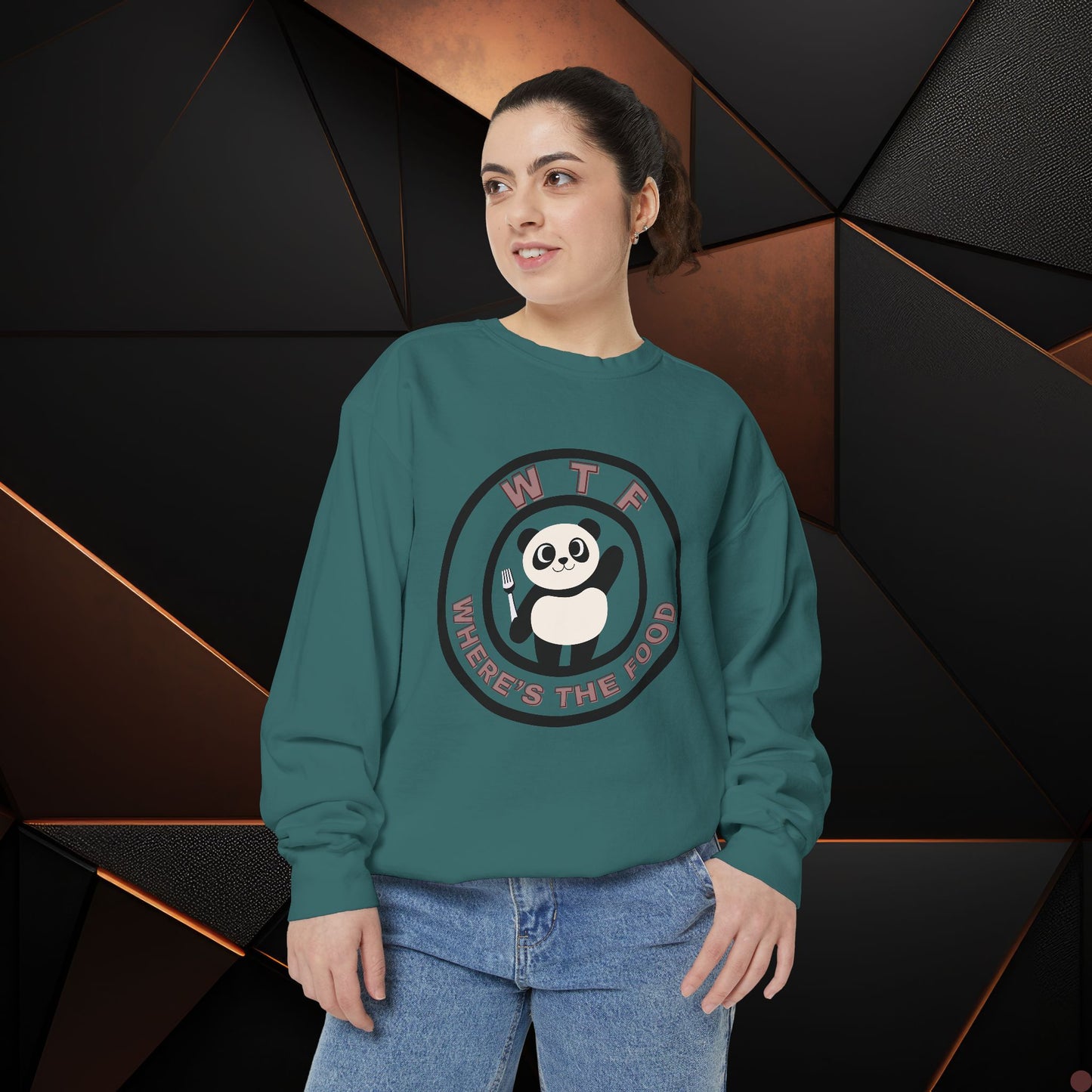 Panda Sweatshirt - Funny Unisex Garment-Dyed Crewneck for Food Lovers