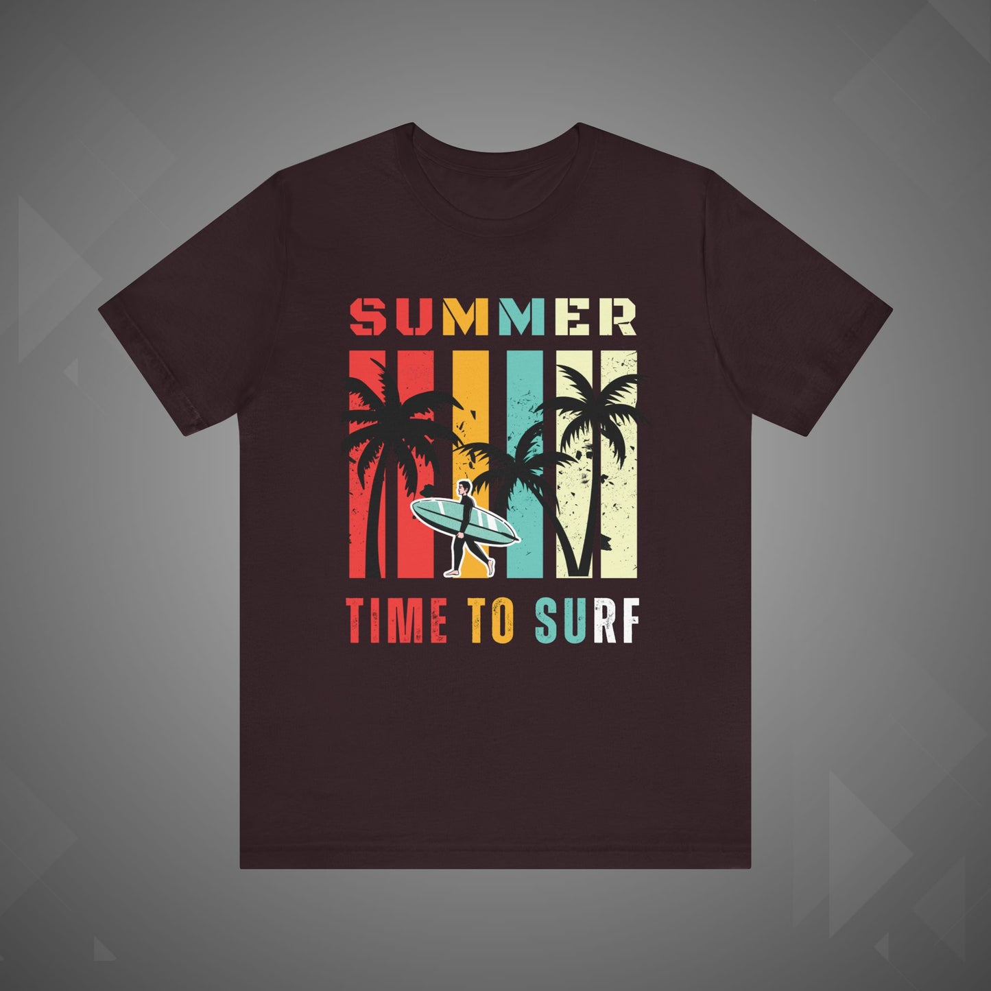 Summer Vibes | Time to Surf Unisex Graphic Tee – Retro Beach Sunset