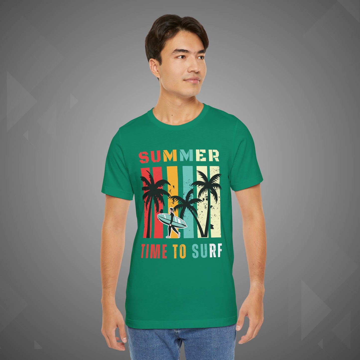 Summer Vibes | Time to Surf Unisex Graphic Tee – Retro Beach Sunset