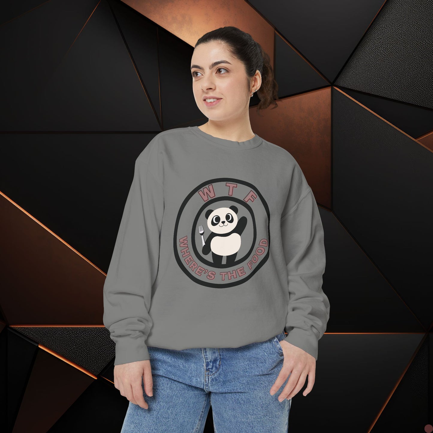 Panda Sweatshirt - Funny Unisex Garment-Dyed Crewneck for Food Lovers