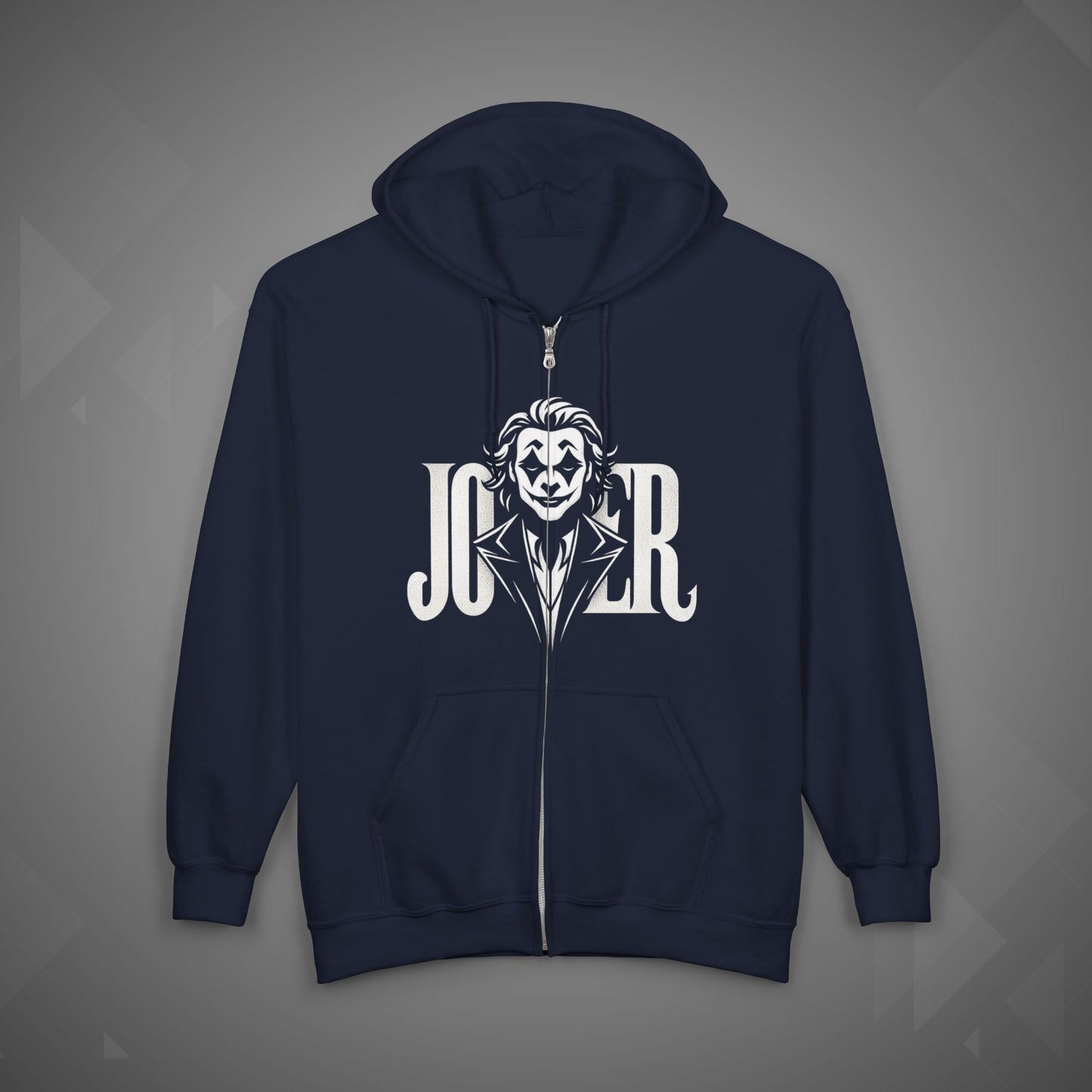 Joker Hoodie | Dark Clown Face Streetwear Hoodie | Unisex Heavy Blend™ Full Zip Hooded Sweatshirt
