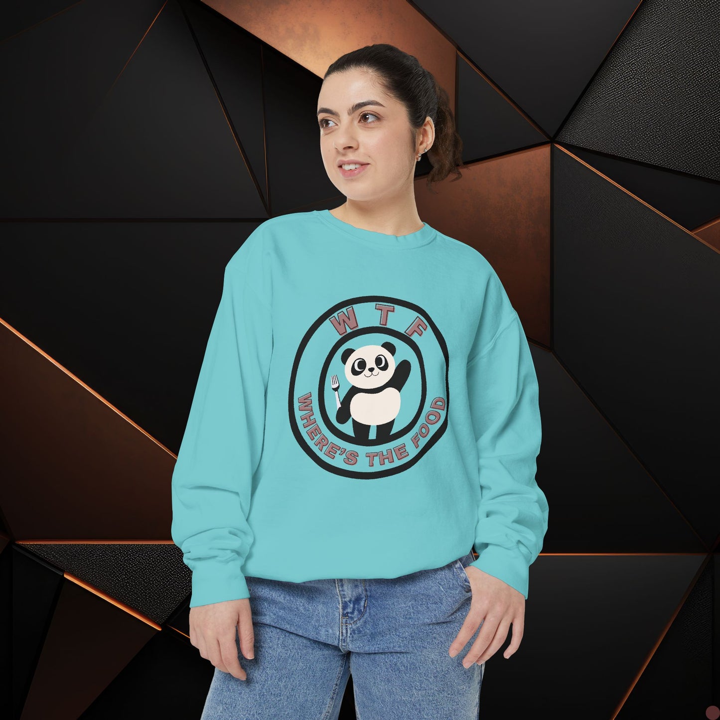 Panda Sweatshirt - Funny Unisex Garment-Dyed Crewneck for Food Lovers