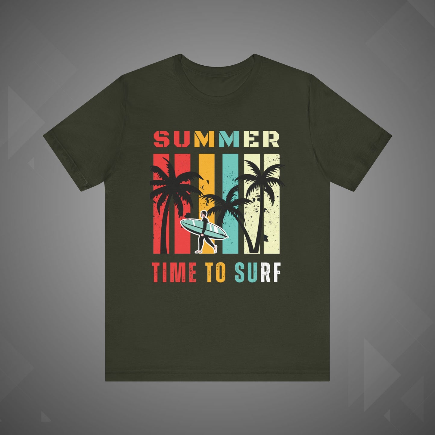 Summer Vibes | Time to Surf Unisex Graphic Tee – Retro Beach Sunset