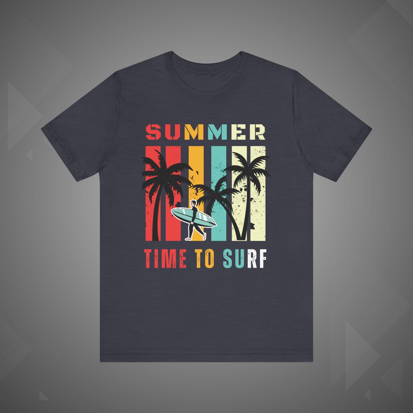 Summer Vibes | Time to Surf Unisex Graphic Tee – Retro Beach Sunset