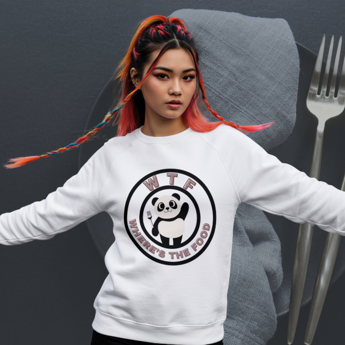 Panda Sweatshirt - Funny Unisex Garment-Dyed Crewneck for Food Lovers