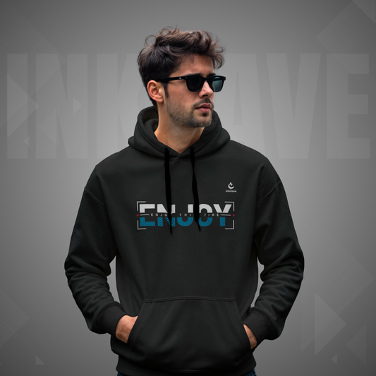 Fleece Hoodie - ENJOY THIS TIME | Minimalist Streetwear Graphic Pullover