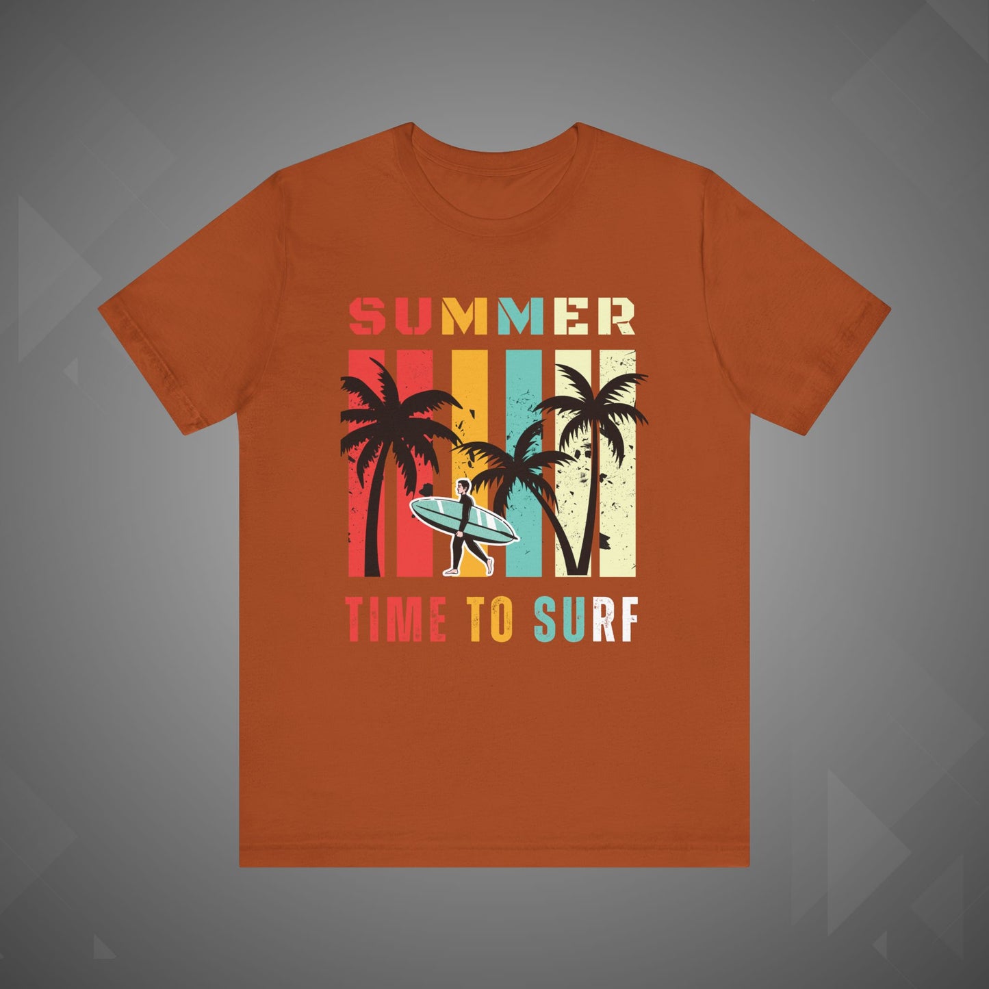 Summer Vibes | Time to Surf Unisex Graphic Tee – Retro Beach Sunset