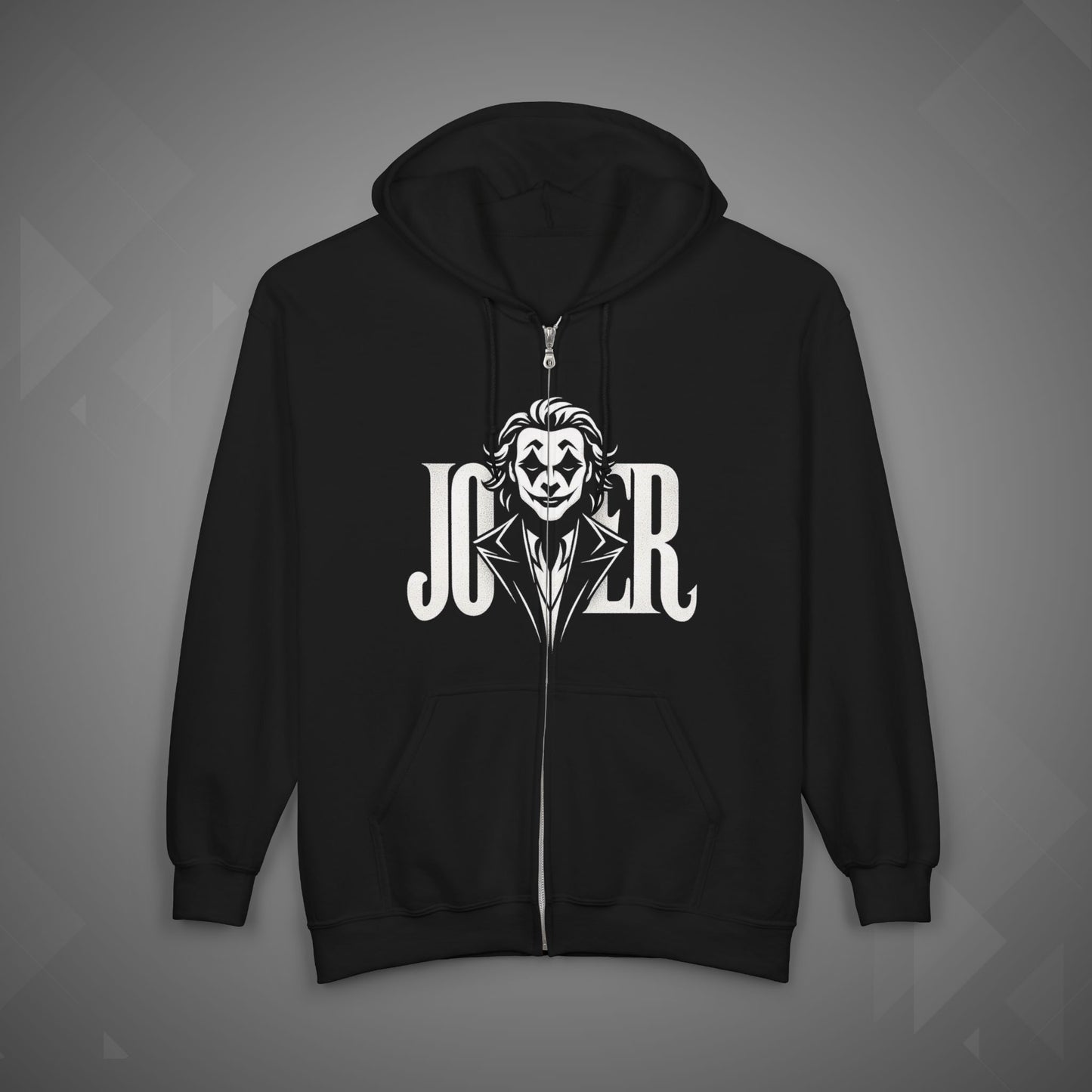 Joker Hoodie | Dark Clown Face Streetwear Hoodie | Unisex Heavy Blend™ Full Zip Hooded Sweatshirt