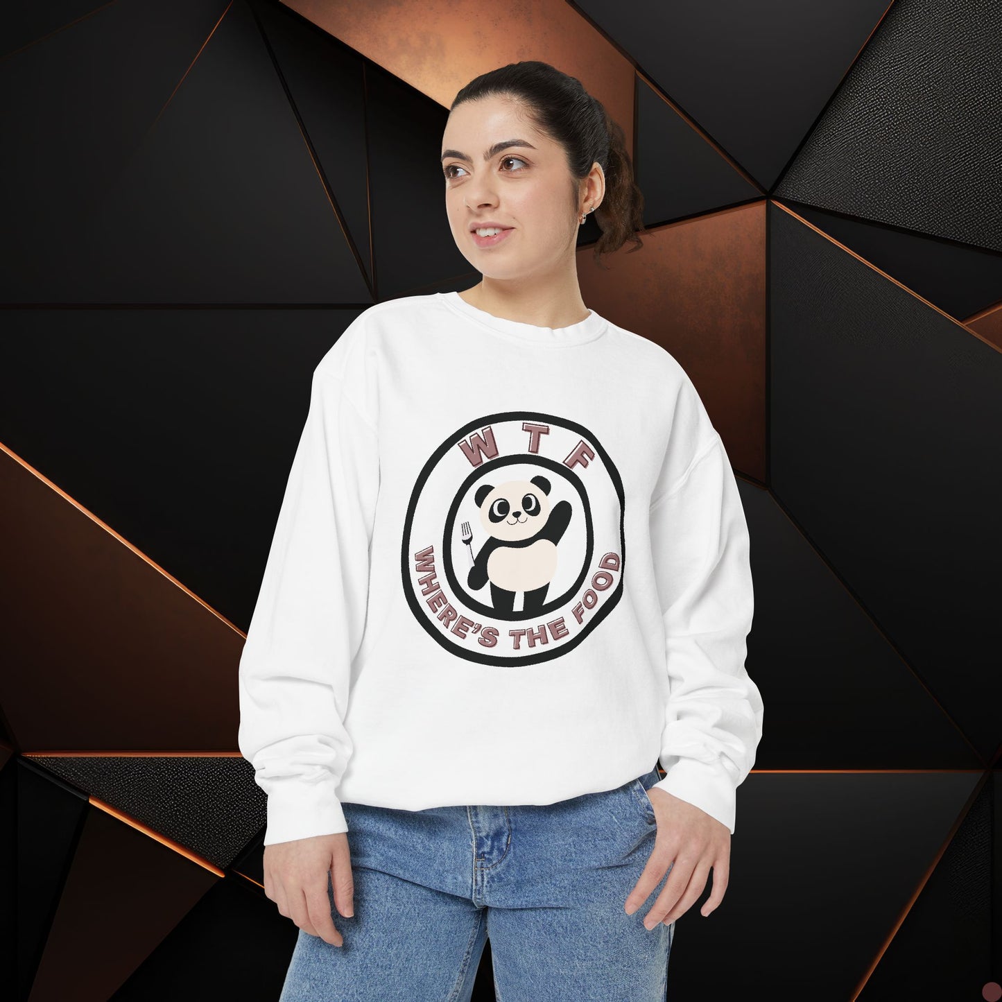 Panda Sweatshirt - Funny Unisex Garment-Dyed Crewneck for Food Lovers