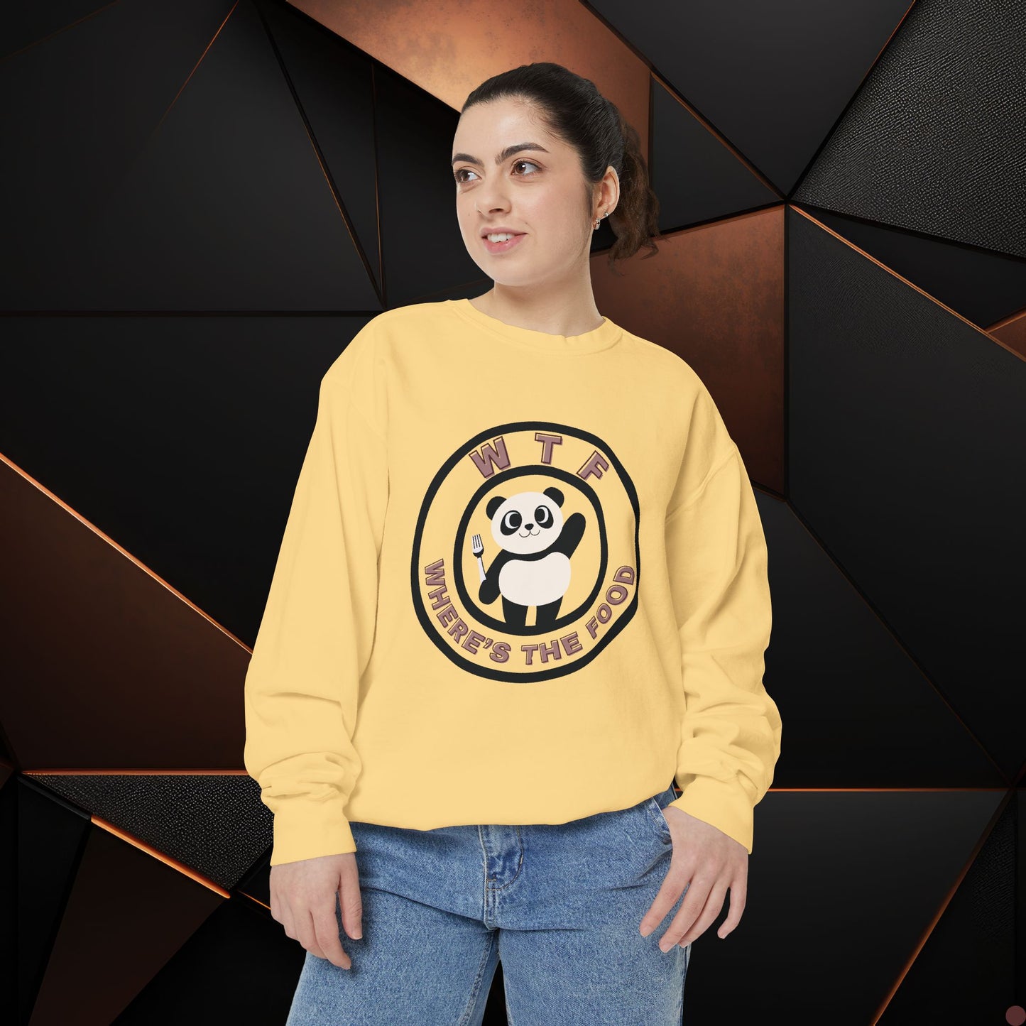Panda Sweatshirt - Funny Unisex Garment-Dyed Crewneck for Food Lovers