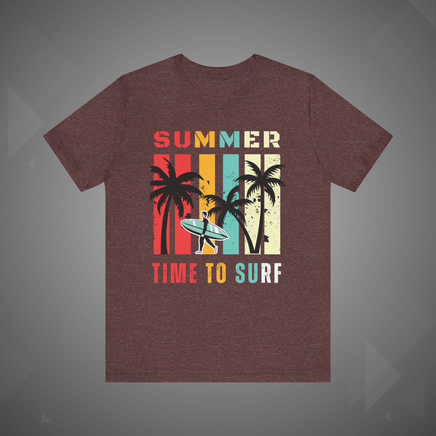 Summer Vibes | Time to Surf Unisex Graphic Tee – Retro Beach Sunset