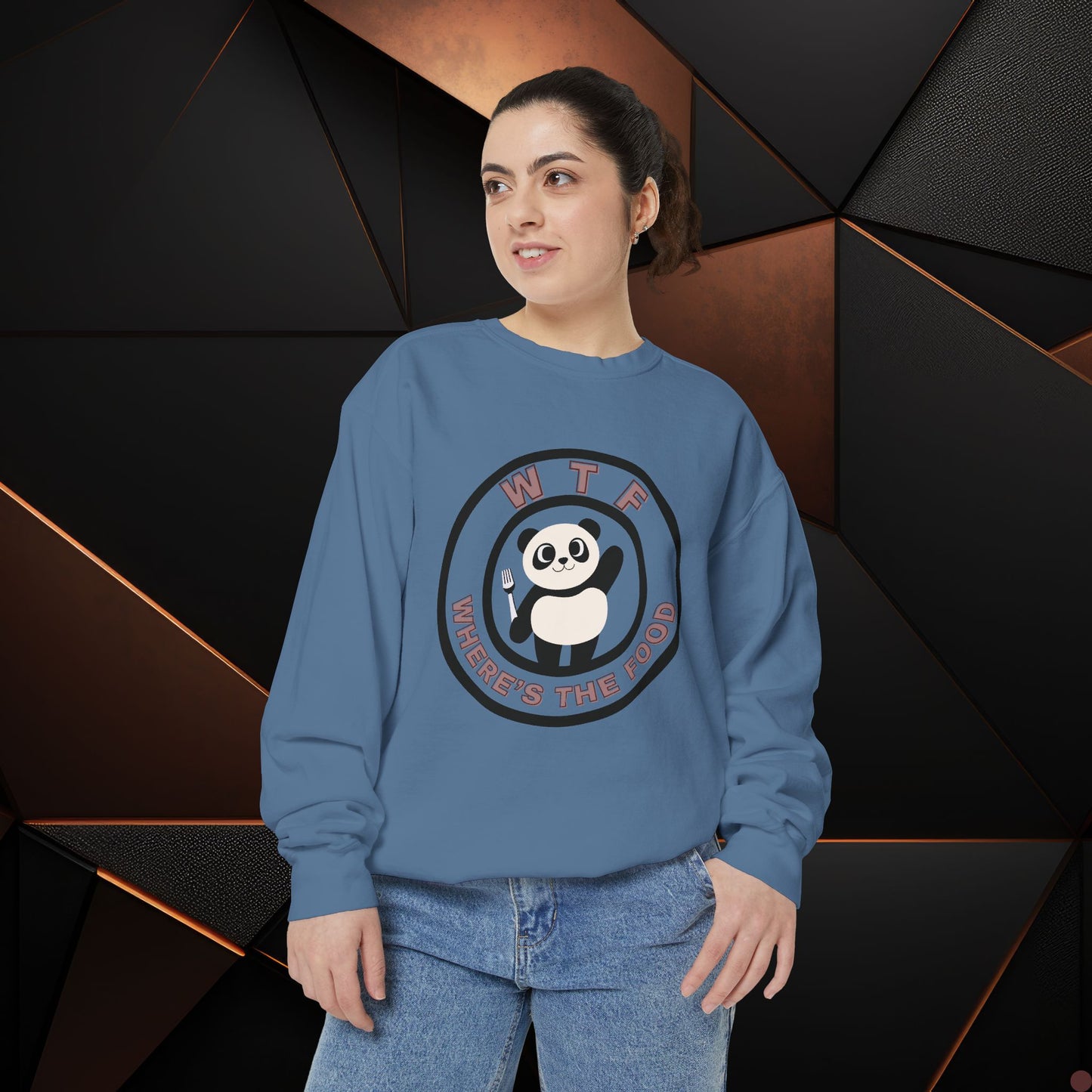 Panda Sweatshirt - Funny Unisex Garment-Dyed Crewneck for Food Lovers