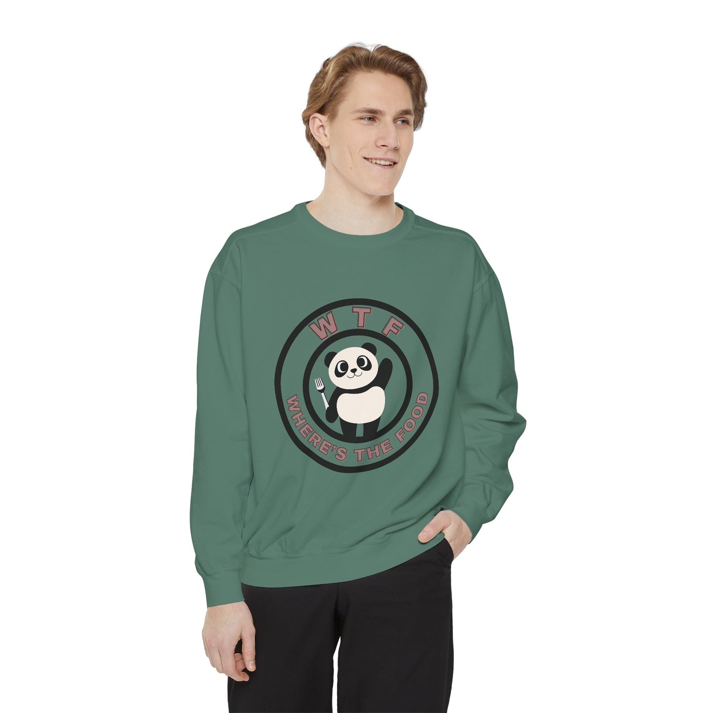 Panda Sweatshirt - Funny Unisex Garment-Dyed Crewneck for Food Lovers